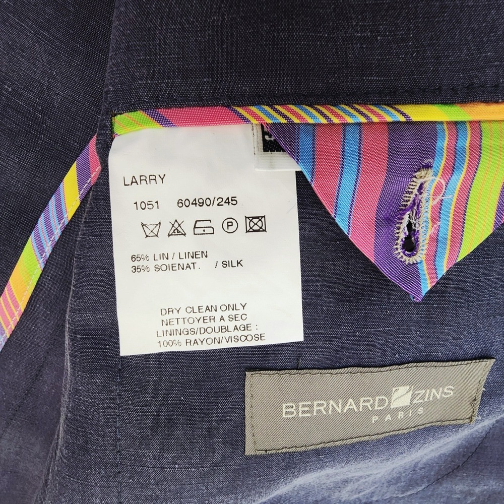 Bernard Zins Blazer 54 EU 44 US LARRY Linen Silk Blend Sport Coat Jacket NWT - Picture 7 of 16